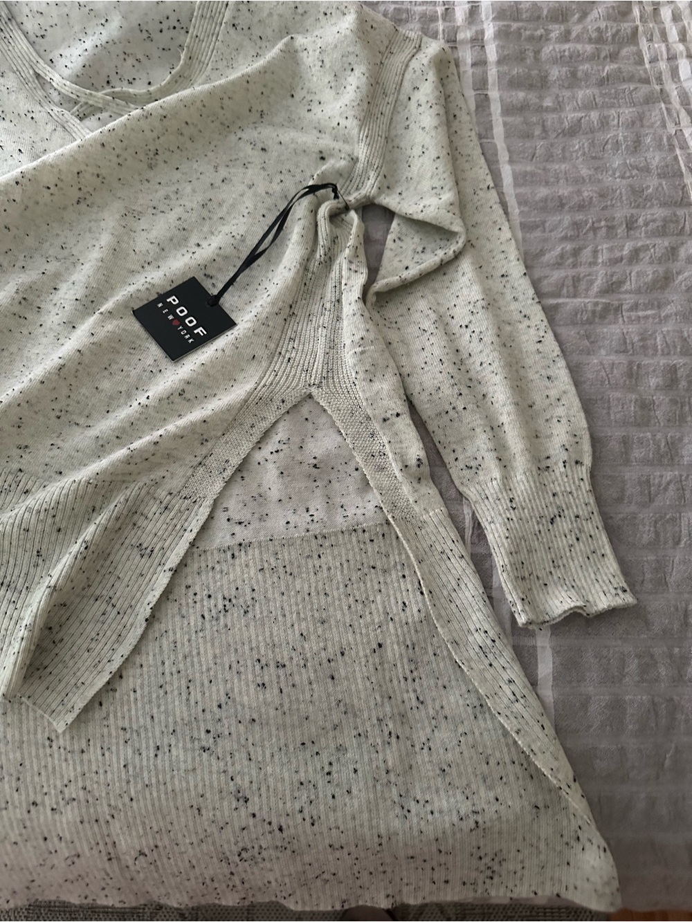 Poof! Cream Speckled V-Neck Pullover Sweater